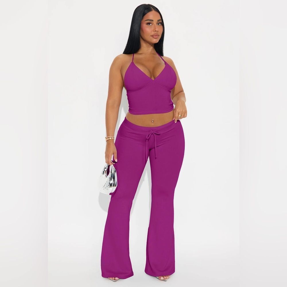 Unwind Time Halter Pant Set - Magenta